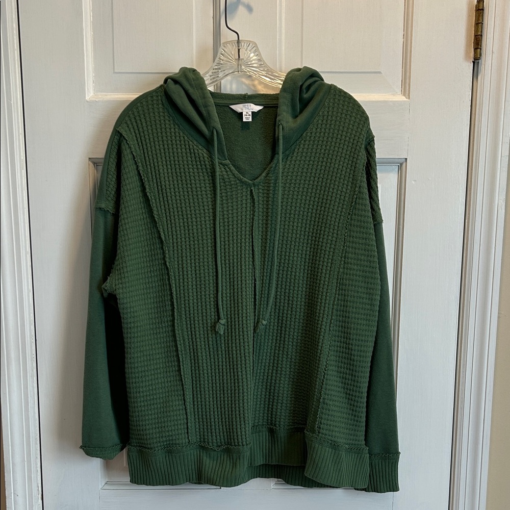 Time and Tru Women’s Waffle Hoodie Green Size XL